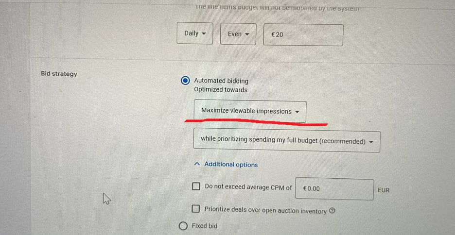 Maximize viewable impression DV360