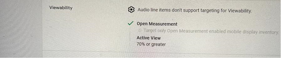 Viewability settings DV360