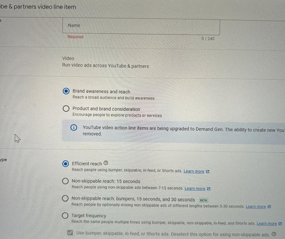 Select Brand Awareness & Reach Goal