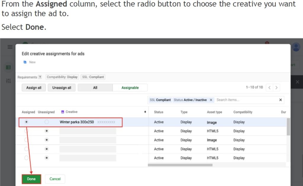Assign Creative cm360
