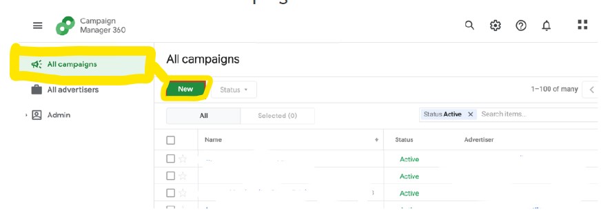 New Campaign Creation CM360