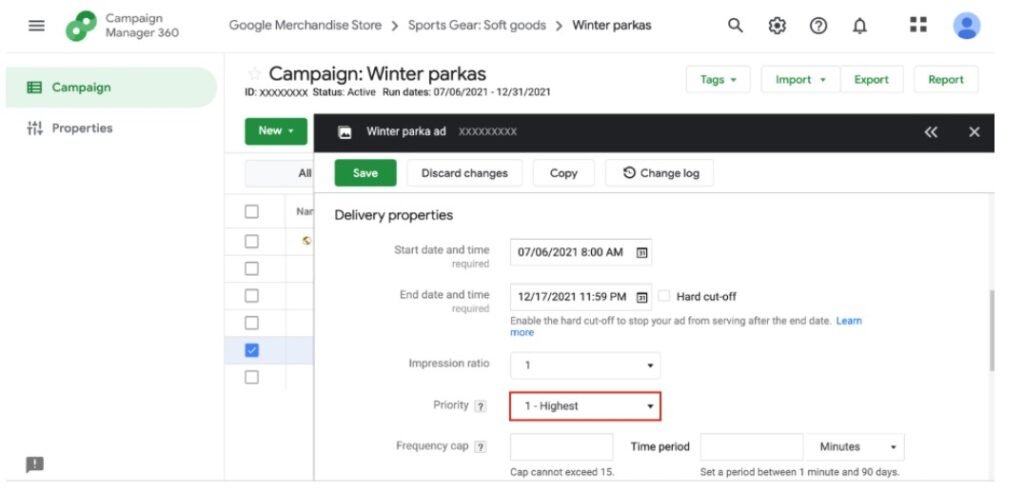 Set Priority in CM360