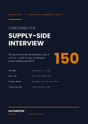 Ad Ops, yield and supply-side interview questions and answers ebook cover &mdash; Datametrik